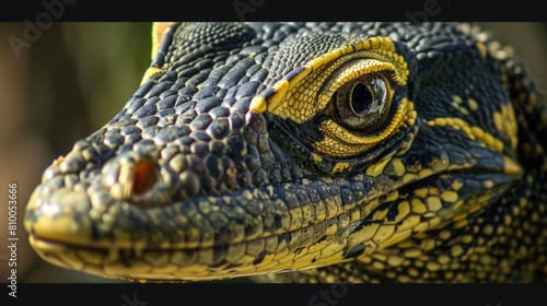 Closeup of Aggressive Nile Monitor with Exotic Reptile Eyes and Claws