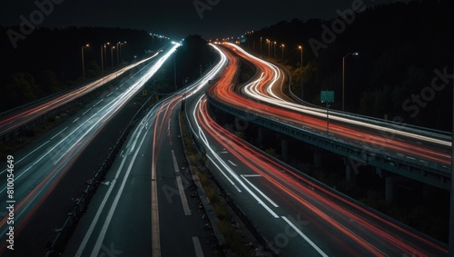 A long exposure photo of a highway at night city generative AI 