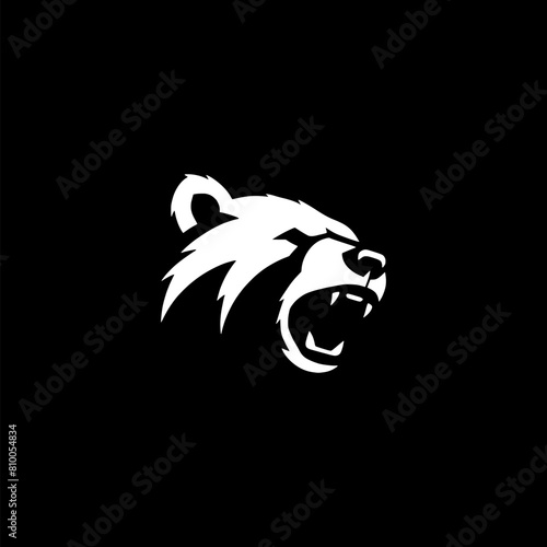 Bear logo. Bear head logo. Bear silhouette. Angry grizzly bear pictorial logotype for business, company, logo, stamp, mascot, label. 