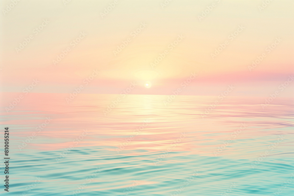 Fototapeta premium Soft pastel hues blending into one another, resembling a tranquil sunrise over a calm ocean, evoking serenity and wellness. Abstract background wallpapers