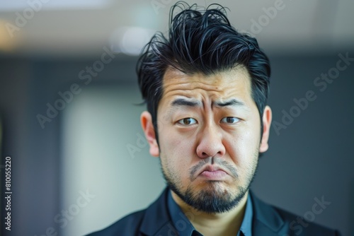Angry Asian Applicant Disappointed in Bad Job Interview - Business and Bankruptcy Concepts with