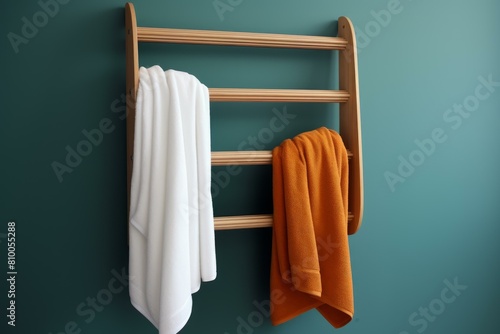 Towel rack. Clean kitchen design. Generate Ai