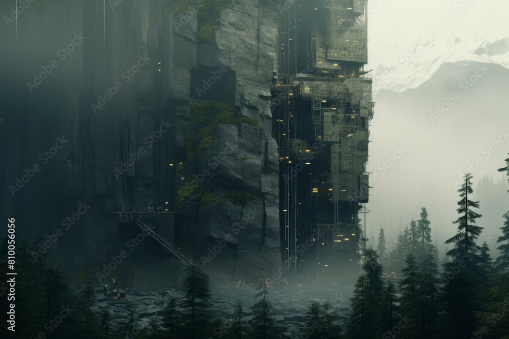Dense nordic tower. Urban brick season. Generate Ai Dense nordic tower. Urban brick season. Generate Ai