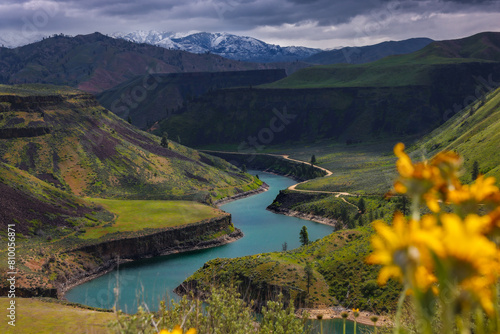 Canvas Print South Fork Boise River Idaho and Mountain Range