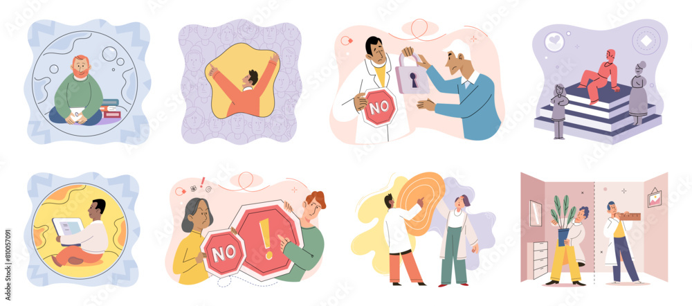 Obraz premium Personal zone vector illustration. Independence allows us to explore our personal uniqueness Feeling comfortable in our personal space promotes well being The personal zone concept emphasizes