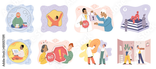 Personal zone vector illustration. Independence allows us to explore our personal uniqueness Feeling comfortable in our personal space promotes well being The personal zone concept emphasizes