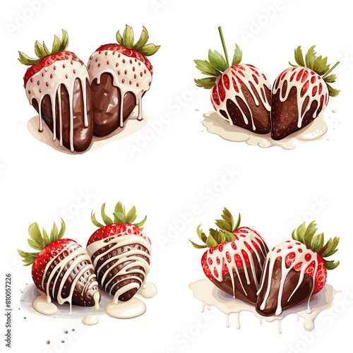 Juicy strawberries dipped in rich chocolate and drizzled with white chocolate, creating an elegant treat perfect for desserts, celebrations, and romantic occasions
