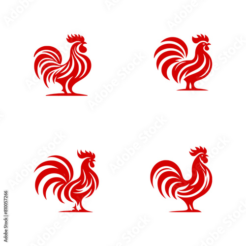 vector set of rooster logo (red)