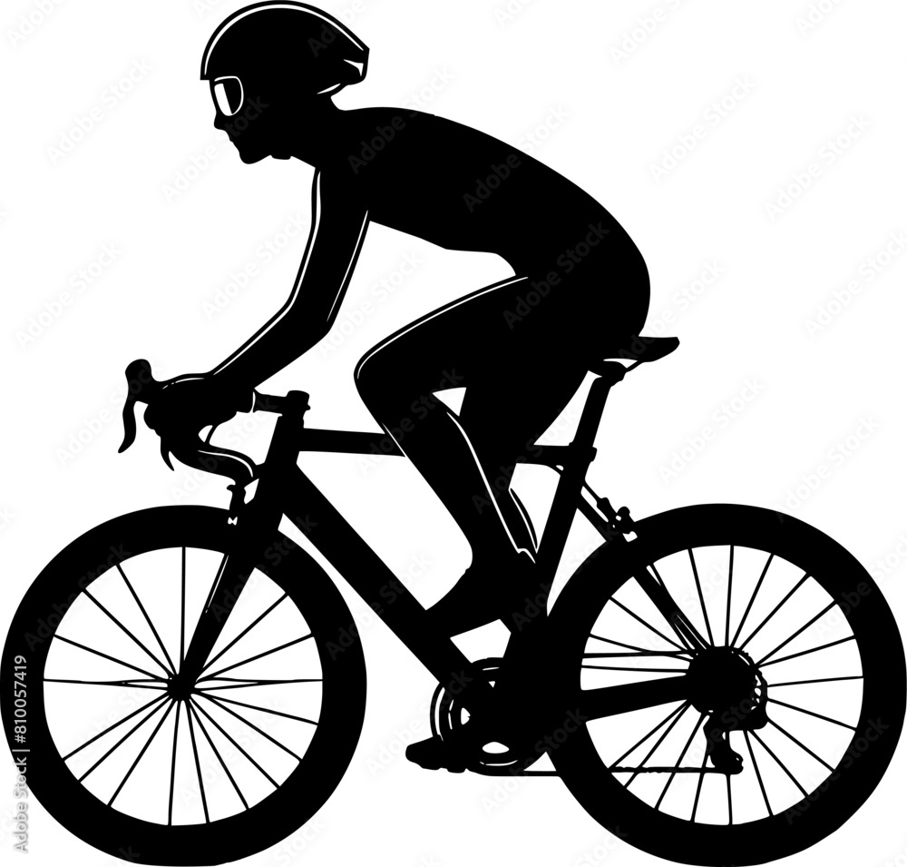 Fototapeta premium Silhouette of a person riding a bicycle, silhouette cyclist 