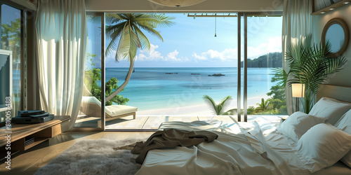 bedroom with ocean view