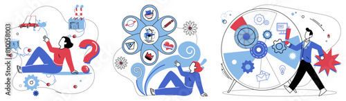 Brainstorming session vector illustration. Intelligence blooms like flower in garden well-crafted brainstorming session The brainstorming session is architect blueprinting structure innovative