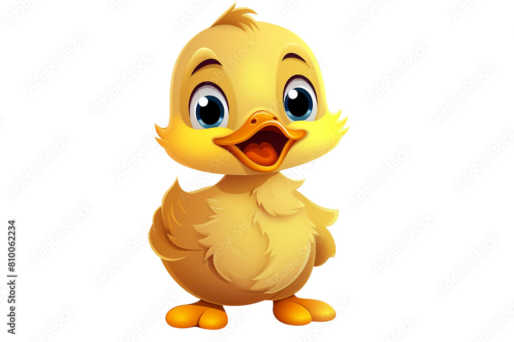 Playful Duckling Isolated On Transparent Background PNG.