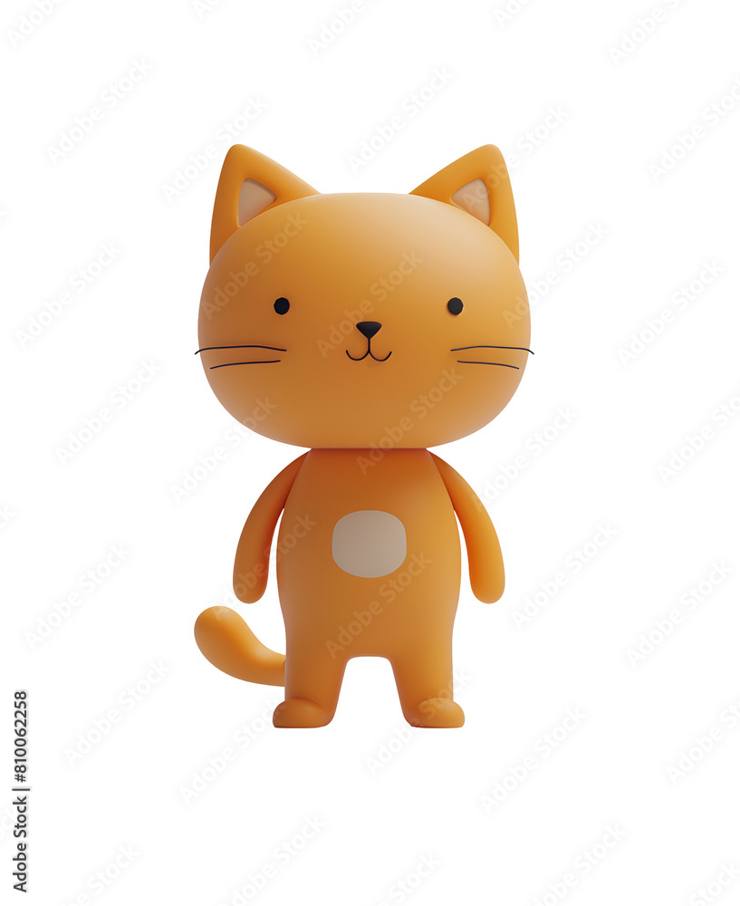 Chibi Cartoon Orange Cat: A Cute 3D Rendered Illustration in Toy Style for Kids, Isolated on Transparent Background, PNG Chibi Cartoon Orange Cat: A Cute 3D Rendered Illustration in Toy Style for Kids, Isolated on Transparent Background, PNG