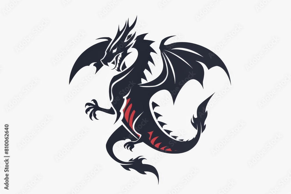 Naklejka premium Bold dragon emblem against a transparent white background, adding strength to designs