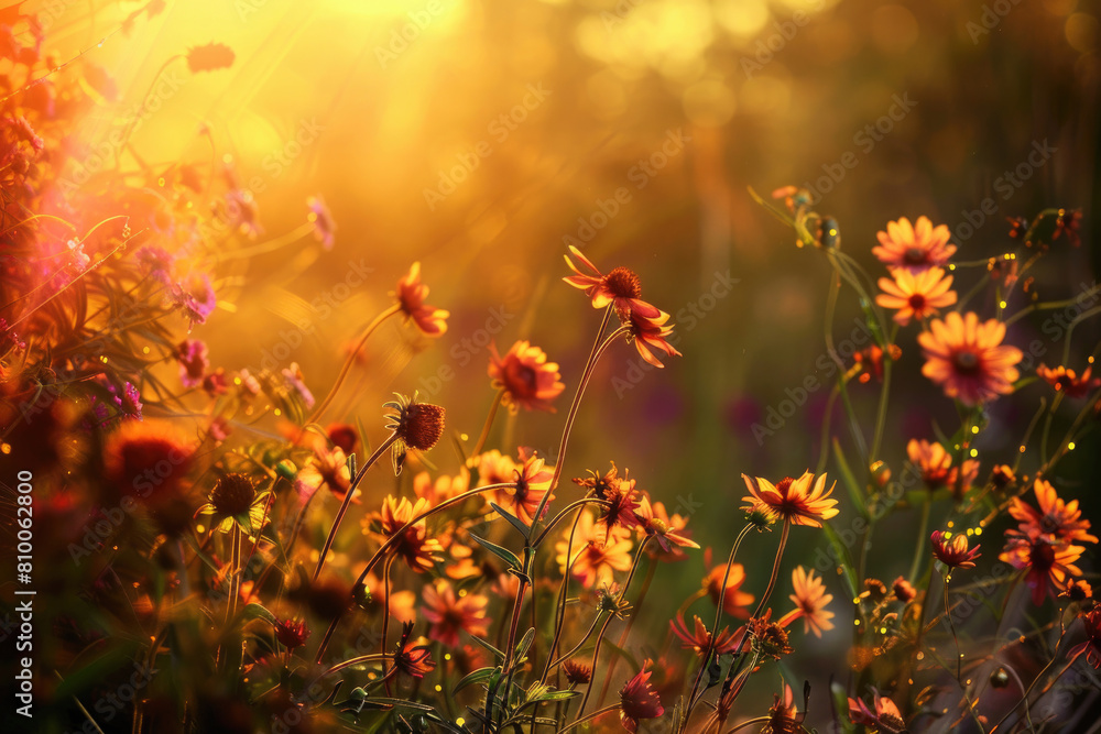 Warm-toned flowers bordering emptiness