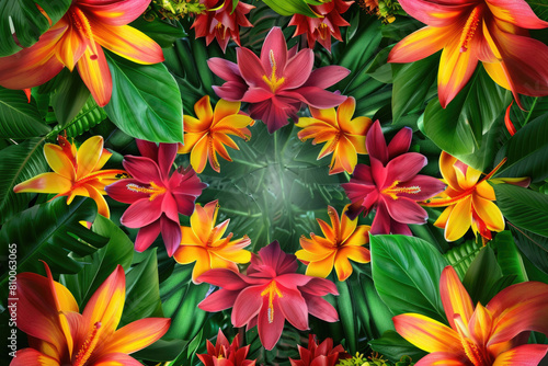 Tropical flowers with a central void photo