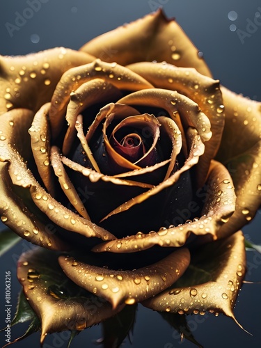 Golden Rose, Romance, Love, Generative AI Illustration 
