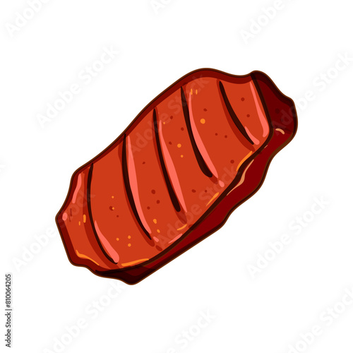 smoke steak grill cartoon. braai summer, hot cooking, roast sirloin smoke steak grill sign. isolated symbol vector illustration