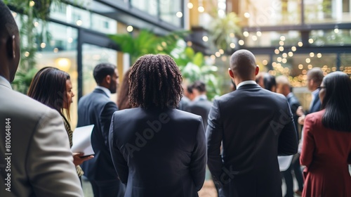 Diverse group of business professionals networking at a conference. © Watercolorbackground