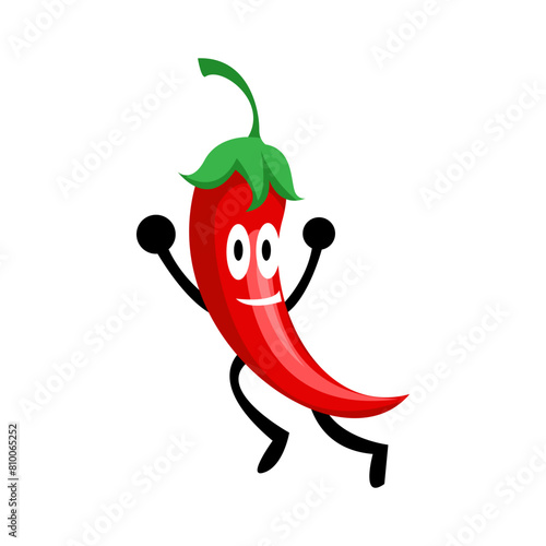 Vector Cartoon Illustration Of Red Chili Dancing