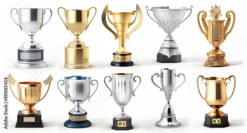 winner cup isolated on white background set