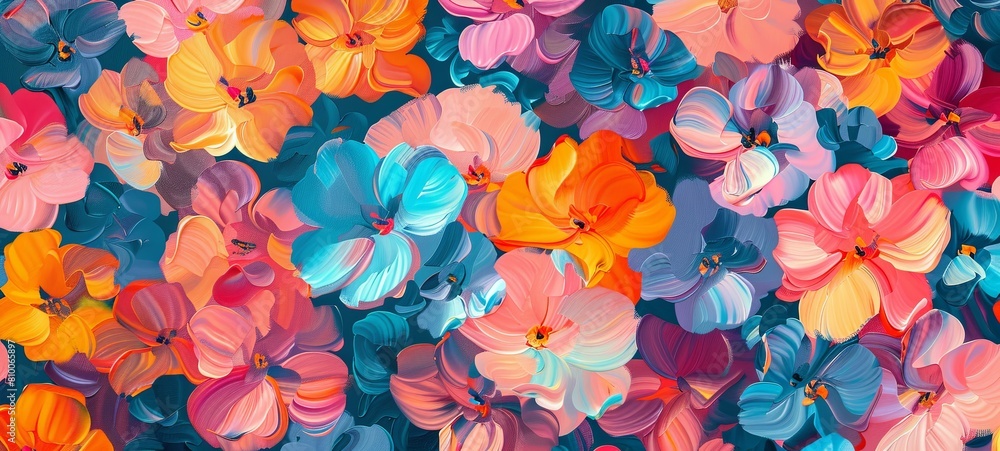 Seamless pattern of flowers. Floral nature background. Expressive style of oil painting. Seamless pattern of flowers. Floral nature background. Expressive style of oil painting.