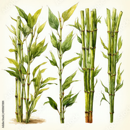Watercolor Bamboo shoots Illustration  Generative Ai