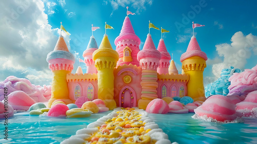 a lollipop castle with candy turrets and gumdrop moats, inviting visitors to celebrate National Lollipop Day
