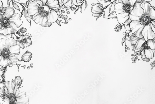 A floral sketch surrounding space