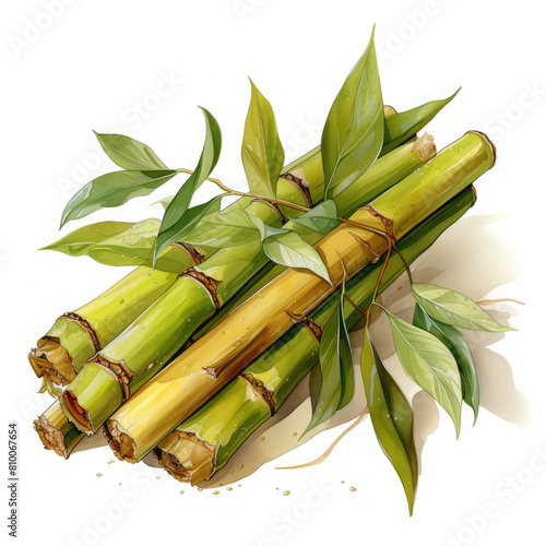 Watercolor Bamboo shoots Illustration  Generative Ai