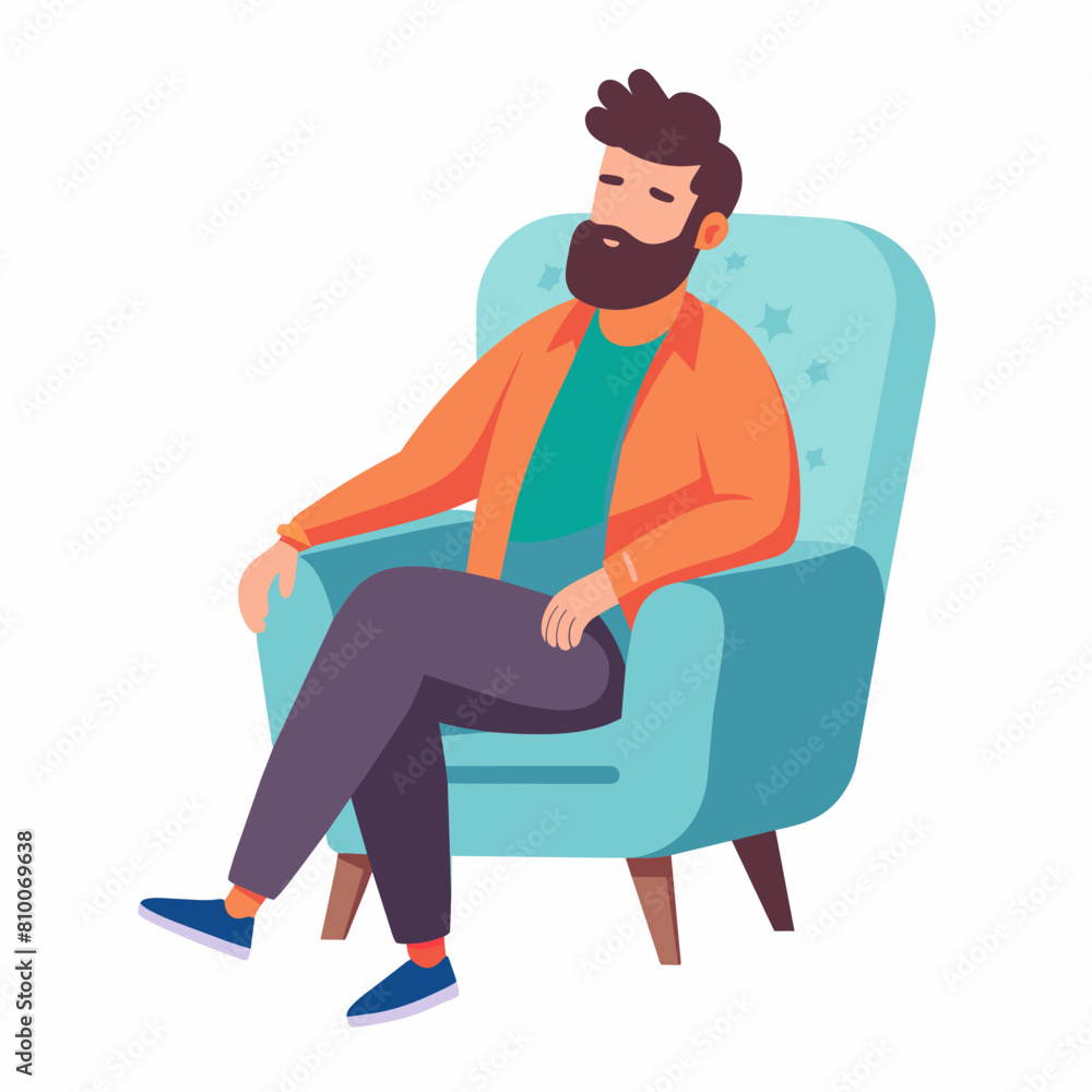 Bearded man concept. A person is resting or thinking about something vector illustration Bearded man concept. A person is resting or thinking about something vector illustration