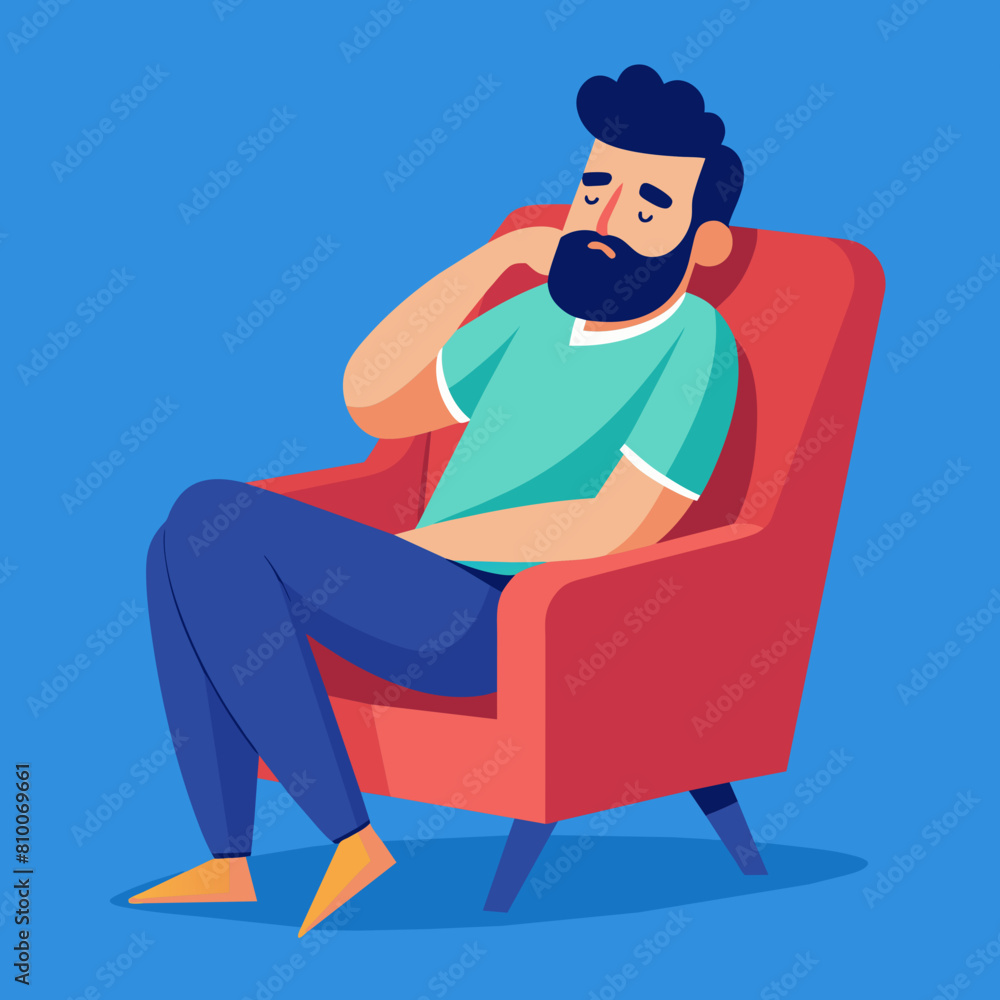 Bearded man concept. A person is resting or thinking about something vector illustration Bearded man concept. A person is resting or thinking about something vector illustration