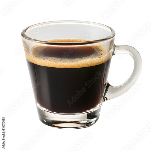 Coffee americano in glass cup isolated on transparent background Generative Ai.