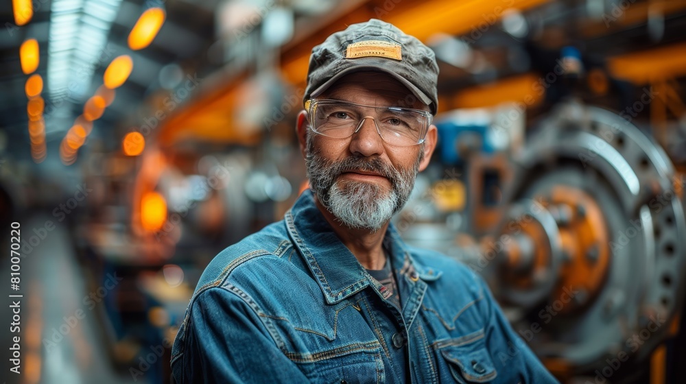 Experienced machinist standing in workshop Experienced machinist standing in workshop