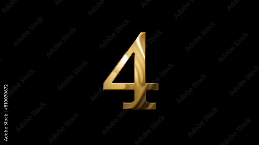 Gold number 4 with alpha channel, number four Gold number 4 with alpha channel, number four