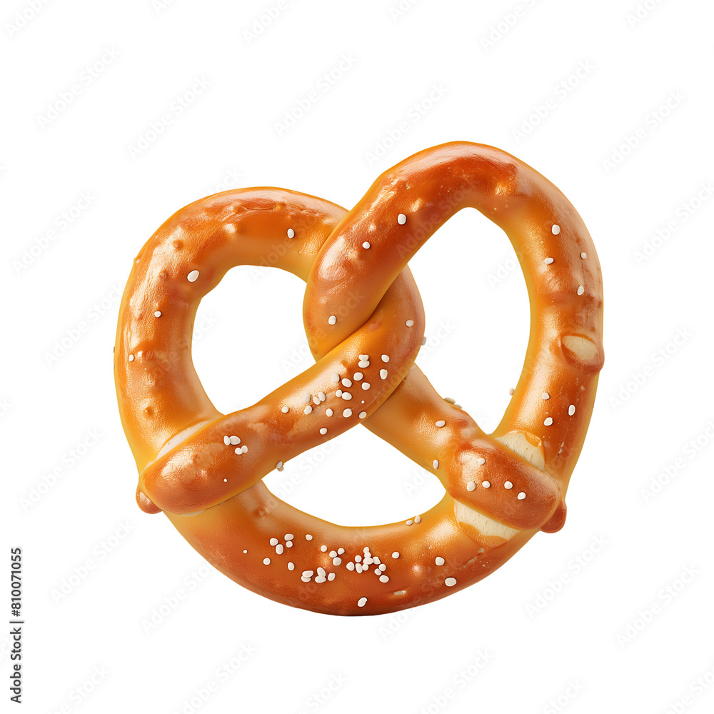 mini salted pretzel isolated on transparent background Generative Ai.