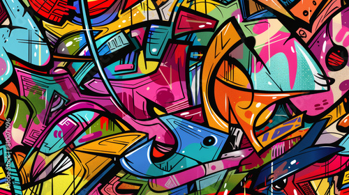 Seamless pattern background illustration with urban graffiti art.