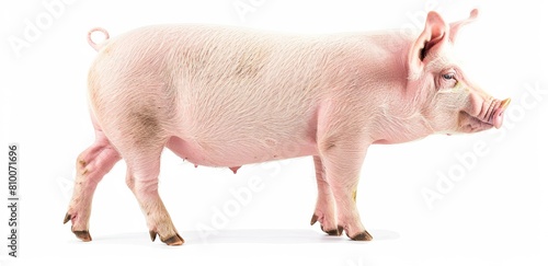 Pig piglet on white background