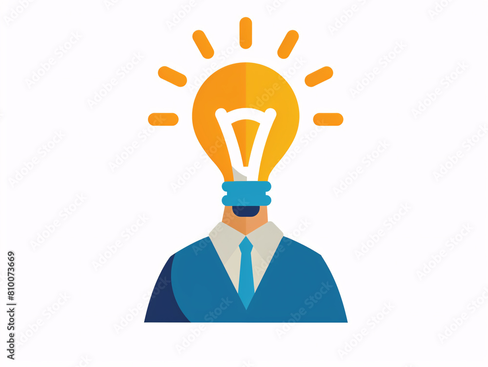 Illustration of a man's body the head is a light bulb. Illustration of a man's body the head is a light bulb.