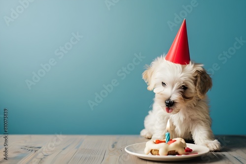 yorkshire terrier in santa hat photo
