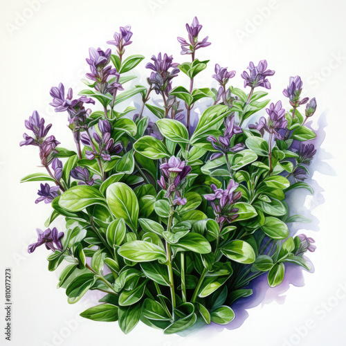 Wallpaper Mural Watercolor Thyme Illustration, Generative Ai Torontodigital.ca