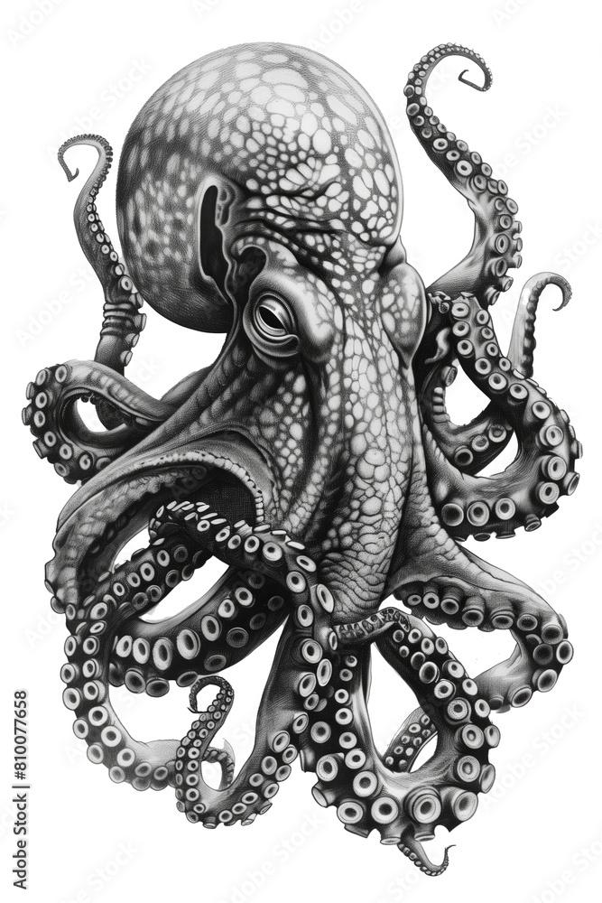black and white octopus drawing