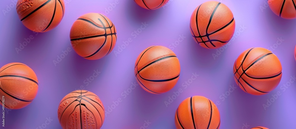 basketballs on purple background sports equipment