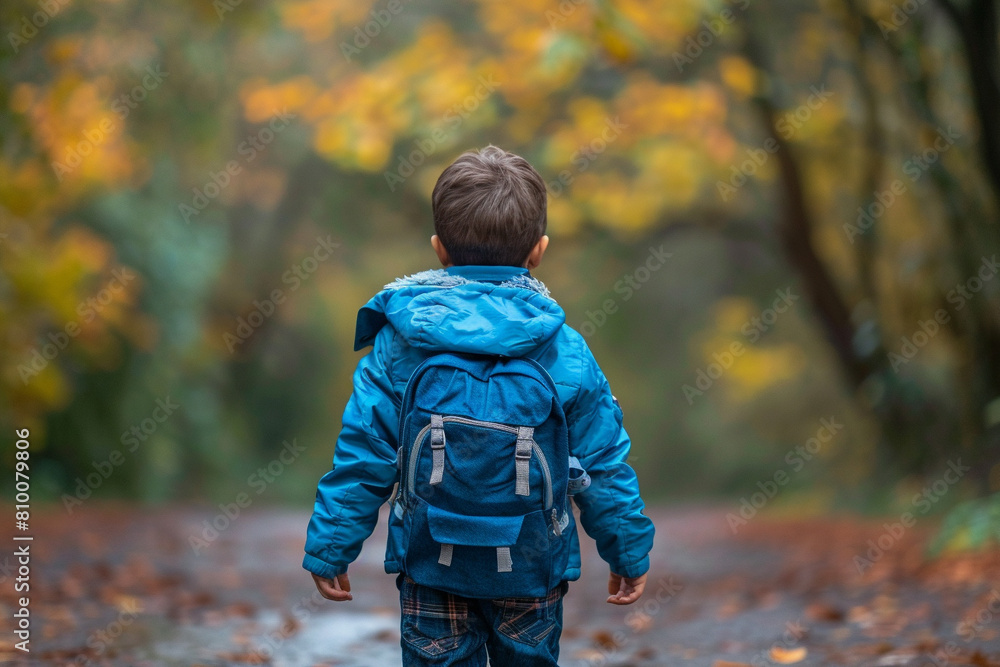 child walking in autumn child walking in autumn