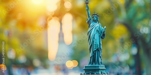 USA Statue Of Liberty with a blurred background in the United States.