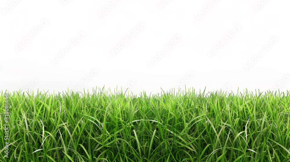Obraz premium Springtime Bliss: Vibrant Green Grass on White. Generative AI