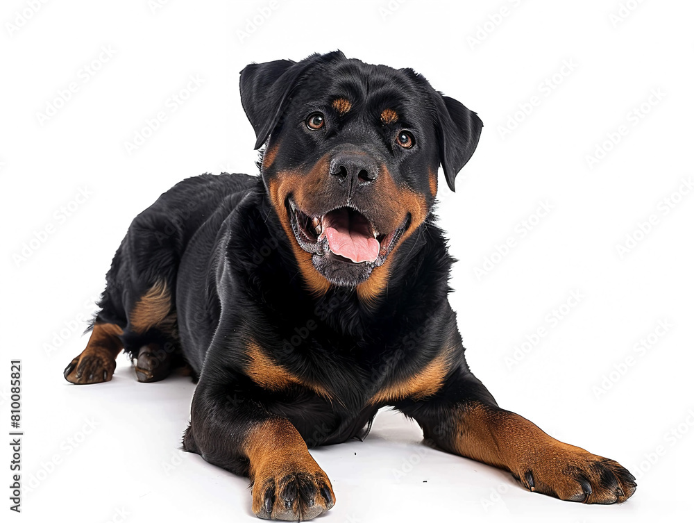 Cute  Rottweiler  photo isolate on white background