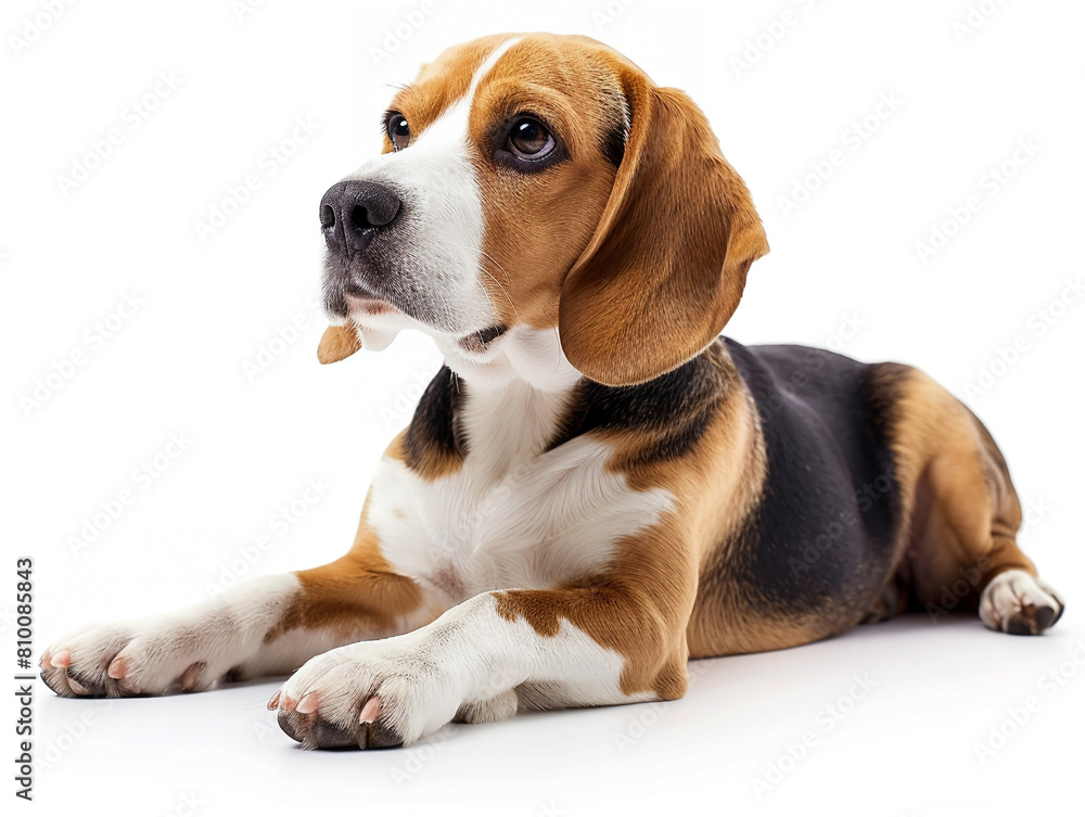 Cute  Beagle  photo isolate on white background