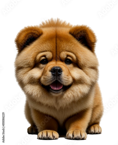 Chow chow dog breed sitting,transparent background.