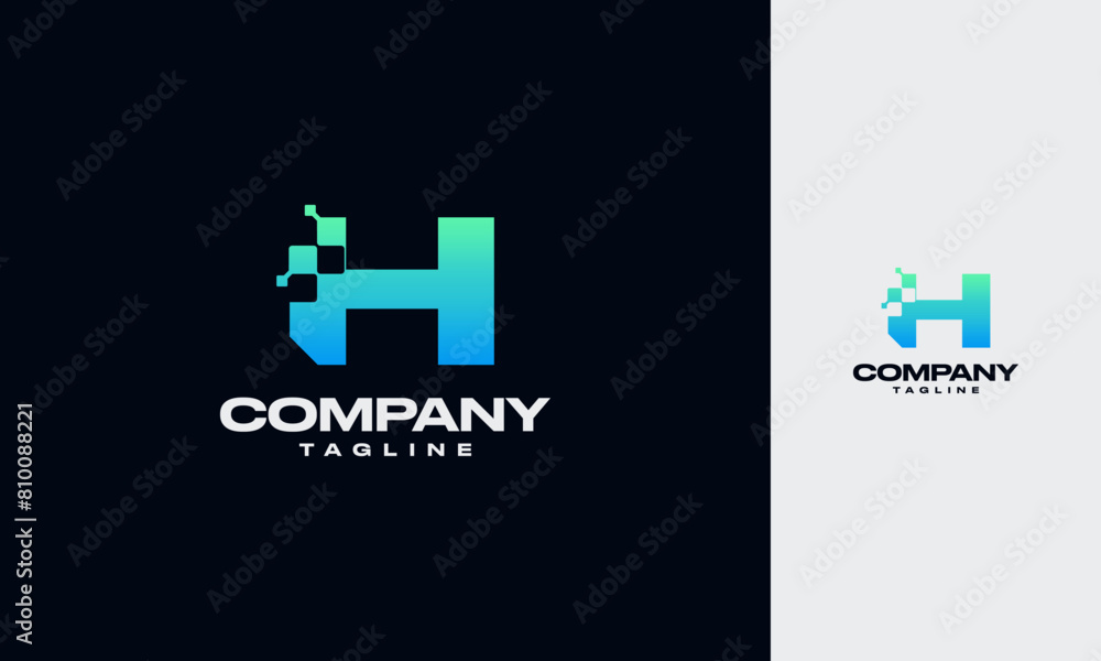H Initial letter with Digital Pixels Technology Logo Vector design template H Initial letter with Digital Pixels Technology Logo Vector design template